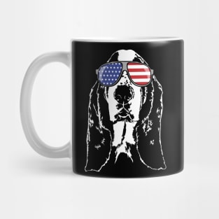 Basset Hound American Flag sunglasses patriotic dog Mug